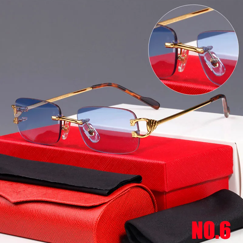 lunettes de soleil design formes rectangulaires lunettes de mode de marque pour hommes et femmes sans monture rouge vert bleu jaune gris lentille multicolore 290U