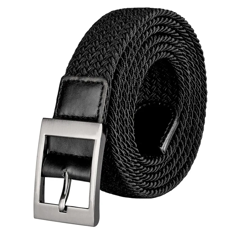 Drizzte Plus Size 110-180cm 190cm 63'' 67'' 71'' Long Black Braid Elastic Stretch Belt Mens Metal Bu2974