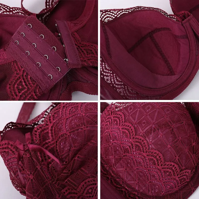 Bra-Plus-Size-Sexy-Push-Up-Minimizer-Lace-Busty-Bras-For-Women-Bow-Full-Cup-4 (3)