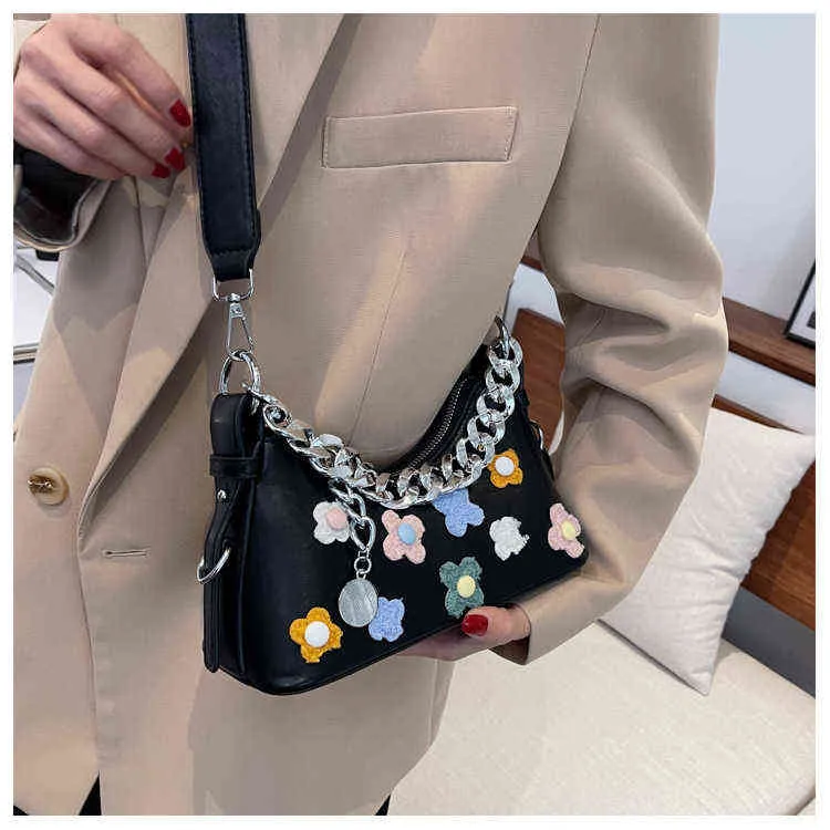 Shopping Bags Bolso de hombro con diseño flores para mujer, bolsa mano asas y canas acrlicas, bonito, 2022 220304