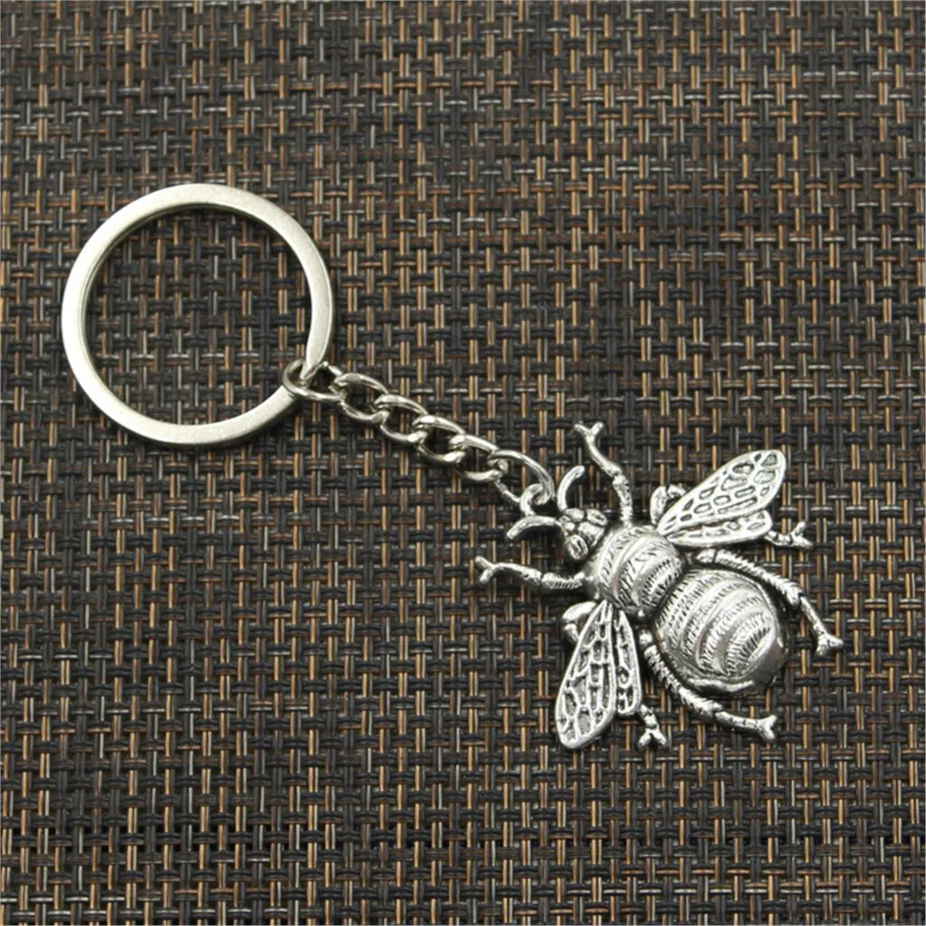 Mode Hornet abeille 40x38mm pendentif 30mm porte-clés chaîne Bronze argent couleur hommes voiture cadeau Souvenirs porte-clés Drop5595068