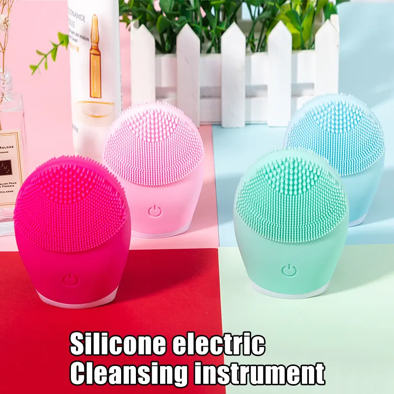 Ultraschall Silikon Elektrische Gesichtsreinigungsbürste Sonic Gesichtsreiniger Reinigung Haut Mini Waschen Massagebürste Wiederaufladbare Y1212y