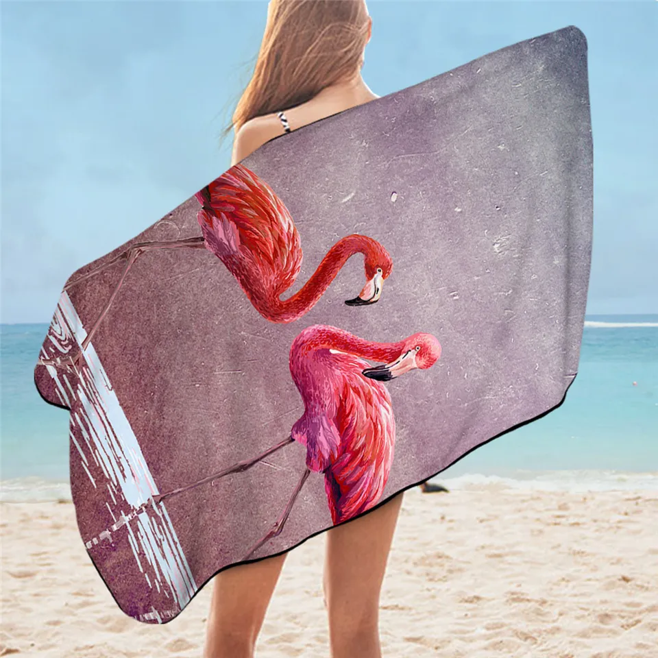 BeddingOutlet Telo da bagno fenicottero animale uccello telo mare in microfibra donna rettangolo tropicale rosa tappetino yoga 75x150 cm toalla 210318