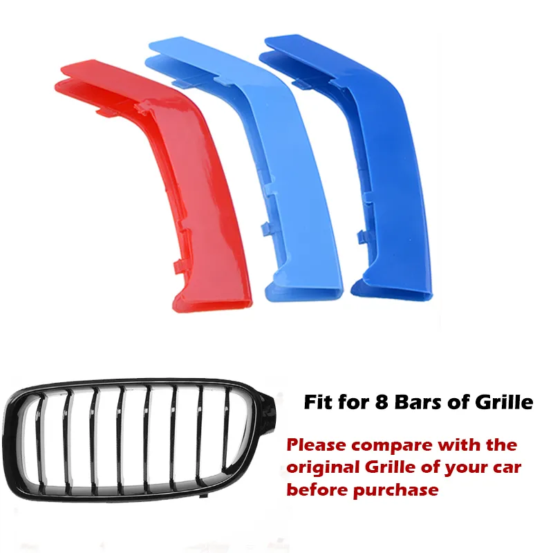 Front Kidney Grills 8 11 Bar Grille Copertura Clip Stampaggio Trim Fit For BMW Serie 3 F30 F31 2013-2017 3D Style Style Color