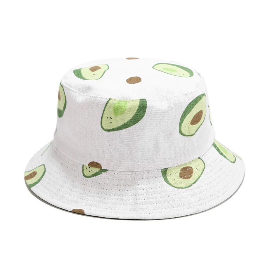 Chapeau de pêcheur imprimé Double face pour hommes et femmes, bassin en toile de voyage unisexe, casquettes à motifs de fruits