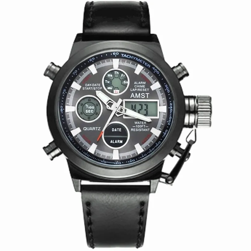 Amst Military Watches 다이브 50m 나일론 리더 스트랩 LED 시계 남자 최고 브랜드 럭셔리 쿼츠 시계 reloj hombre relogio masculino 20294a