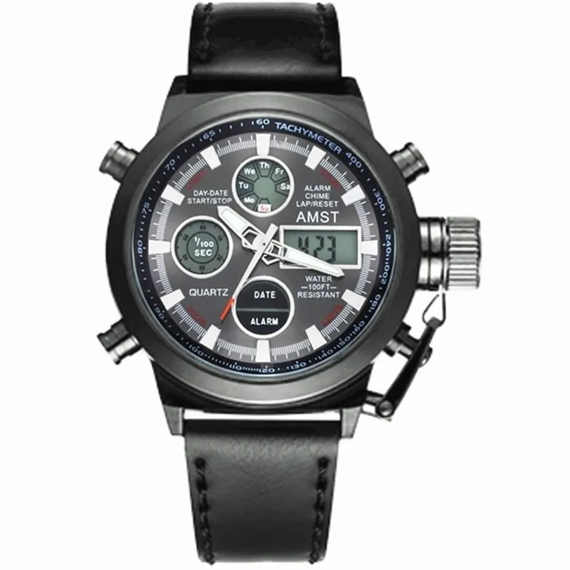 AMST Military Watches Dive 50M Nylon&Leather Strap LED Watches Men Top Brand Luxury Quartz Watch reloj hombre Relogio Masculino 20192m