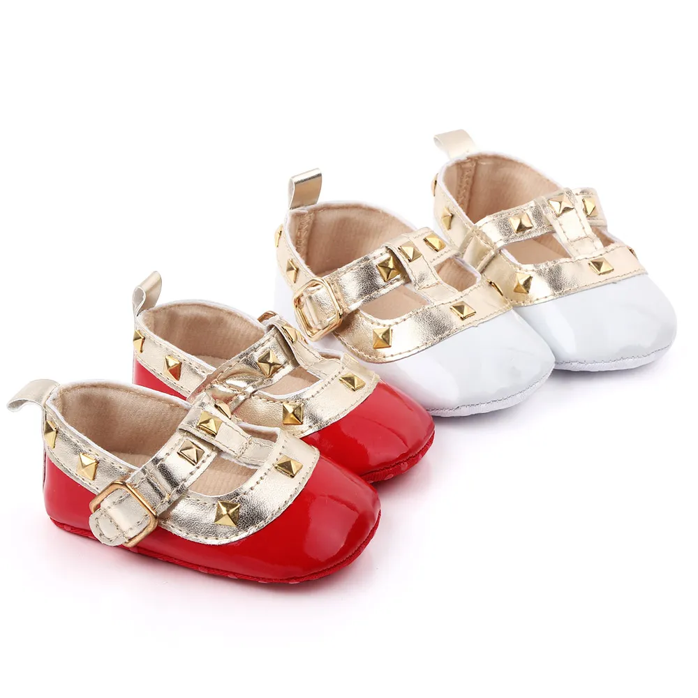 Baby Girls Shoes Fashion Rivets princess shoes Cute Infant mary jane First walkers 0-18Months