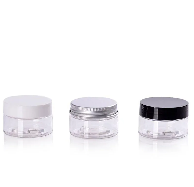 30ml Plastic Jars Transparent PET Storage Cans Boxes Round Bottle with Aluminum Lids