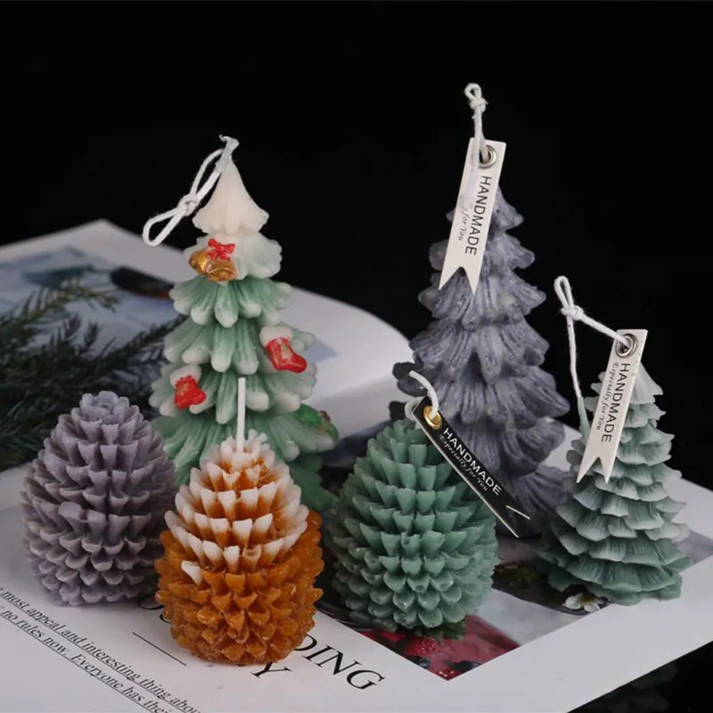 3Dクリスマスツリーパインパインコーンシリコンキャンドルカビ型石鹸粘土を作るDIYケーキの装飾2010232584618