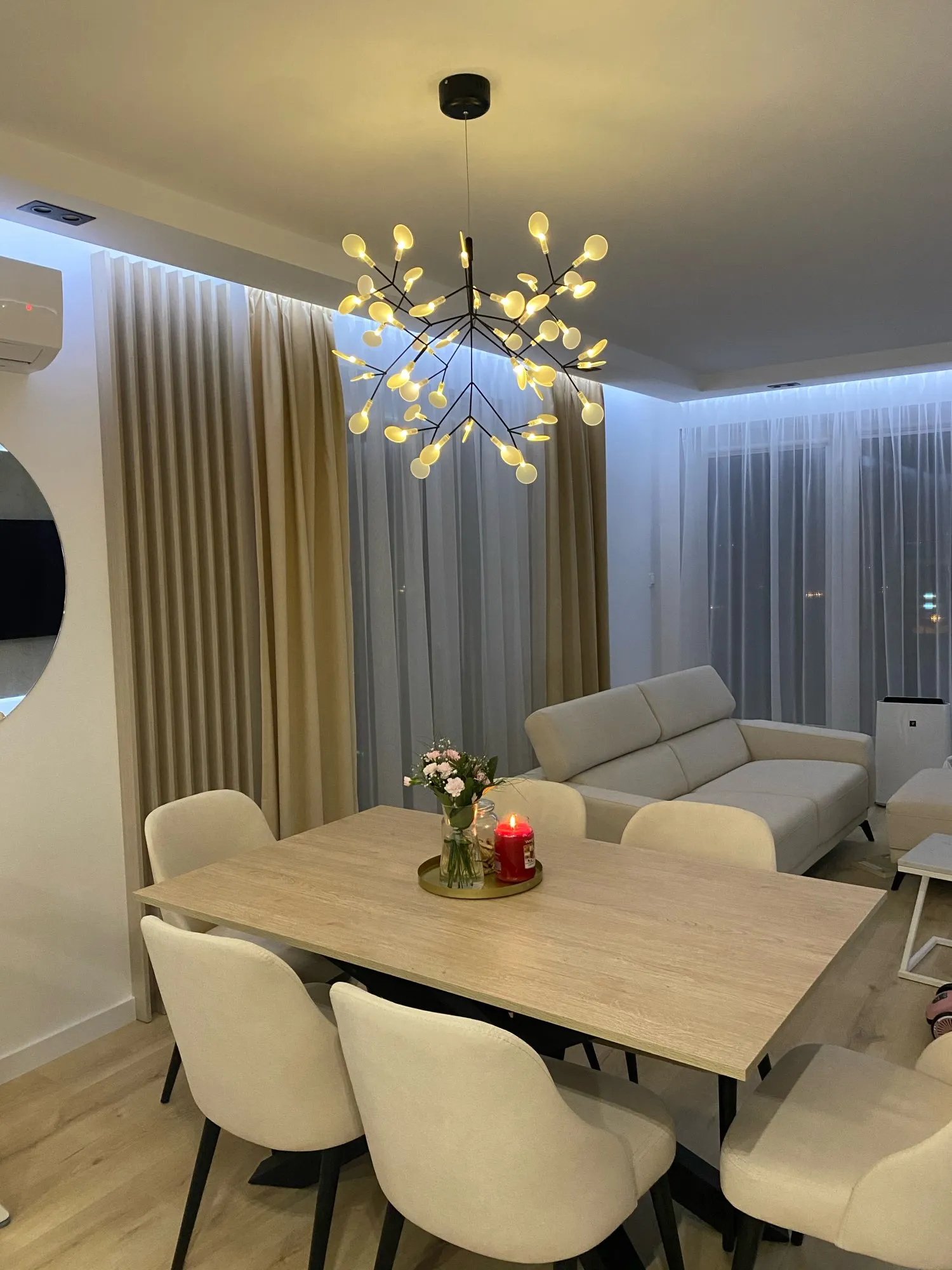 Firefly Tree Branch Modern LED lambalar Avize Akrilik Yaprak Avizeleri Tavan Lambası Yatak Odası Sanat Dekoratif Asma Işık Fix196k