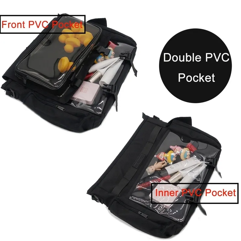 Mochila Ita Backpack Pocket Clear para mulheres de grande capacidade meninas transparentes ombro Itabag Clear Display Street H203 220224264C