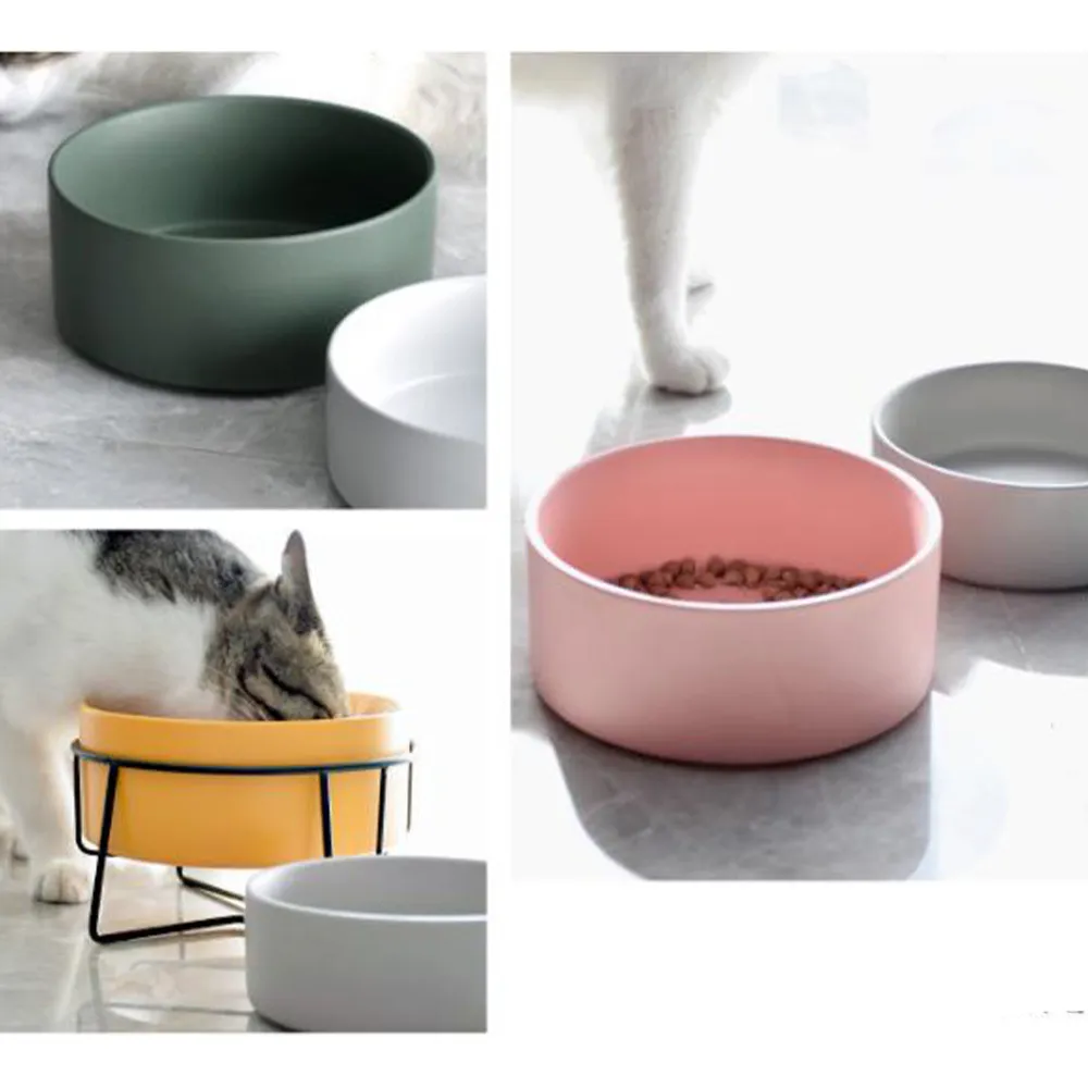 400ml Ceramic Pet Bowl Neck Protection Food Water Feeder with NonSlip Stand Dish for Cats Dogs Y200917