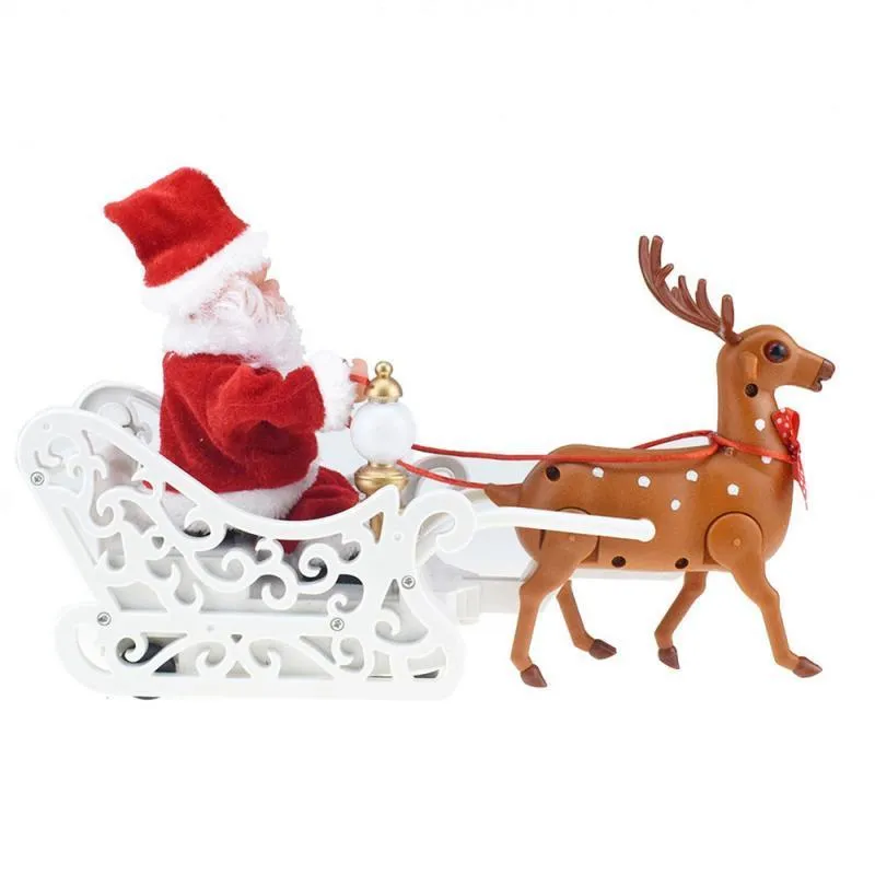 Santa Claus Doll Elk Sled Toy Voiture électrique universelle avec musique Enfants Enfants Noël Accueil Décoration de Noël Cadeaux Y201020