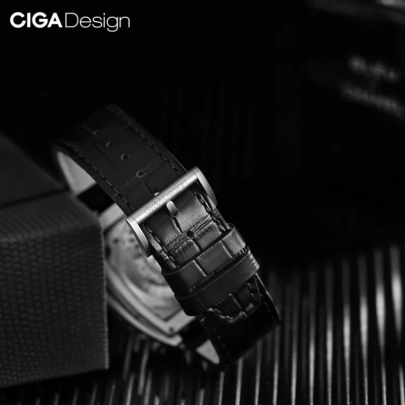 CIGA DESIGN Z-Serie Titangehäuse, automatische mechanische Armbanduhr, Silikonarmband, Zeitmesser mit einem Lederarmband für LJ20218F