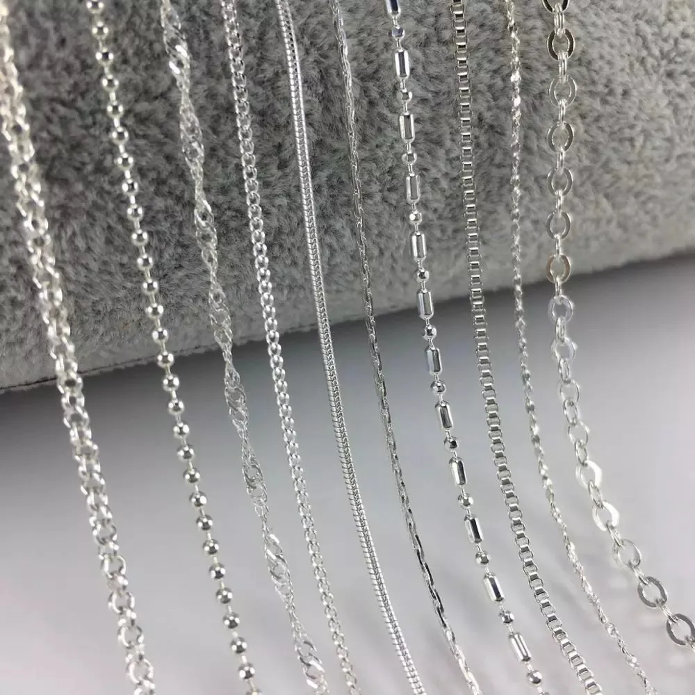 Ganze 120 teile/los Mix 10 stil Metall Silber Überzogene Halsketten Kette Diy Mode Schmuck Halskette Für Frauen Mädchen Fitting hummer 290H