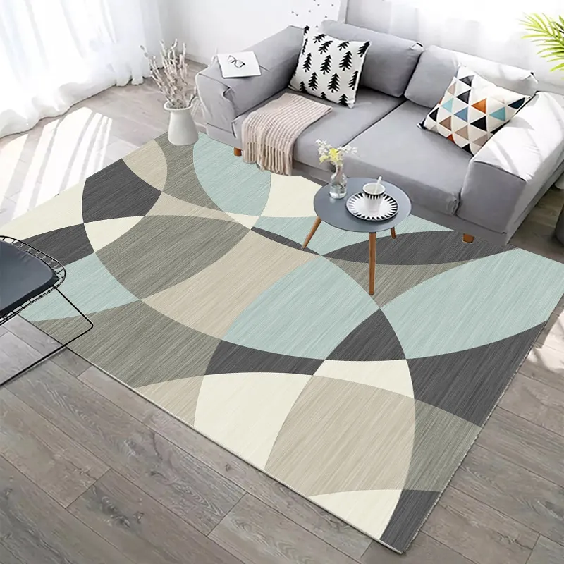 Living Room Carpet Bedroom rugs Bedside Blanket Nordic Minimalist Geometry Crystal Velvet Printed Mat Decoration Rug carpets