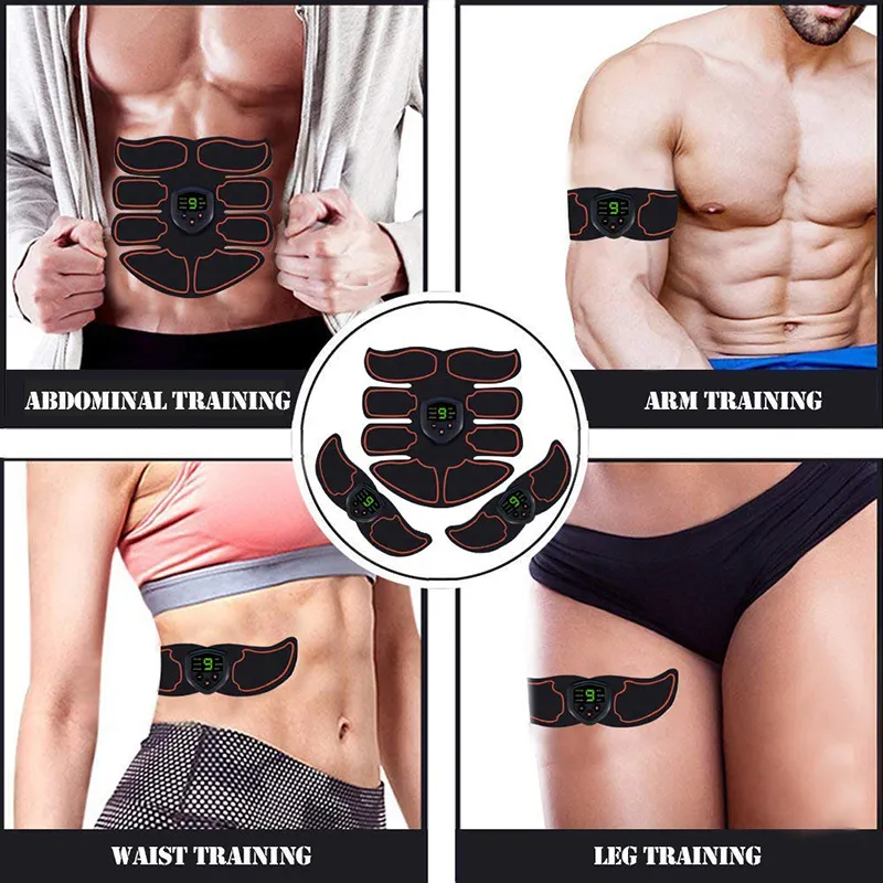 腹部筋肉刺激装置ABS EMSトレーナーボディトーニングフィットネスUSB充電式マッスルトナートレーニングマシン男性女性トレーニングQ192W
