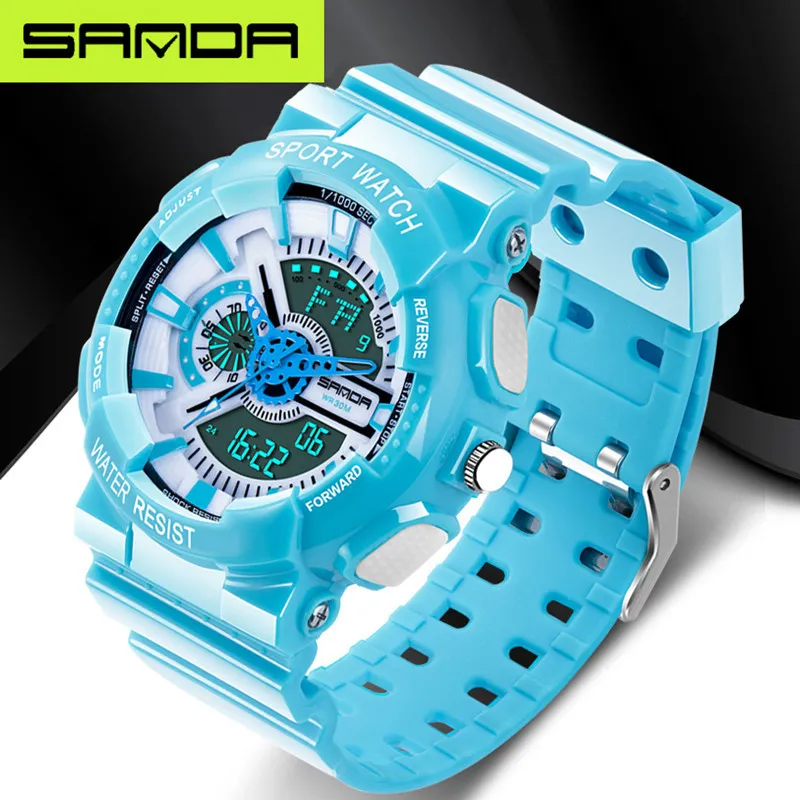 Nieuw merk SANDA mode horloge heren LED digitaal horloge G outdoor multifunctionele waterdichte militaire sporthorloge relojes hombr319L