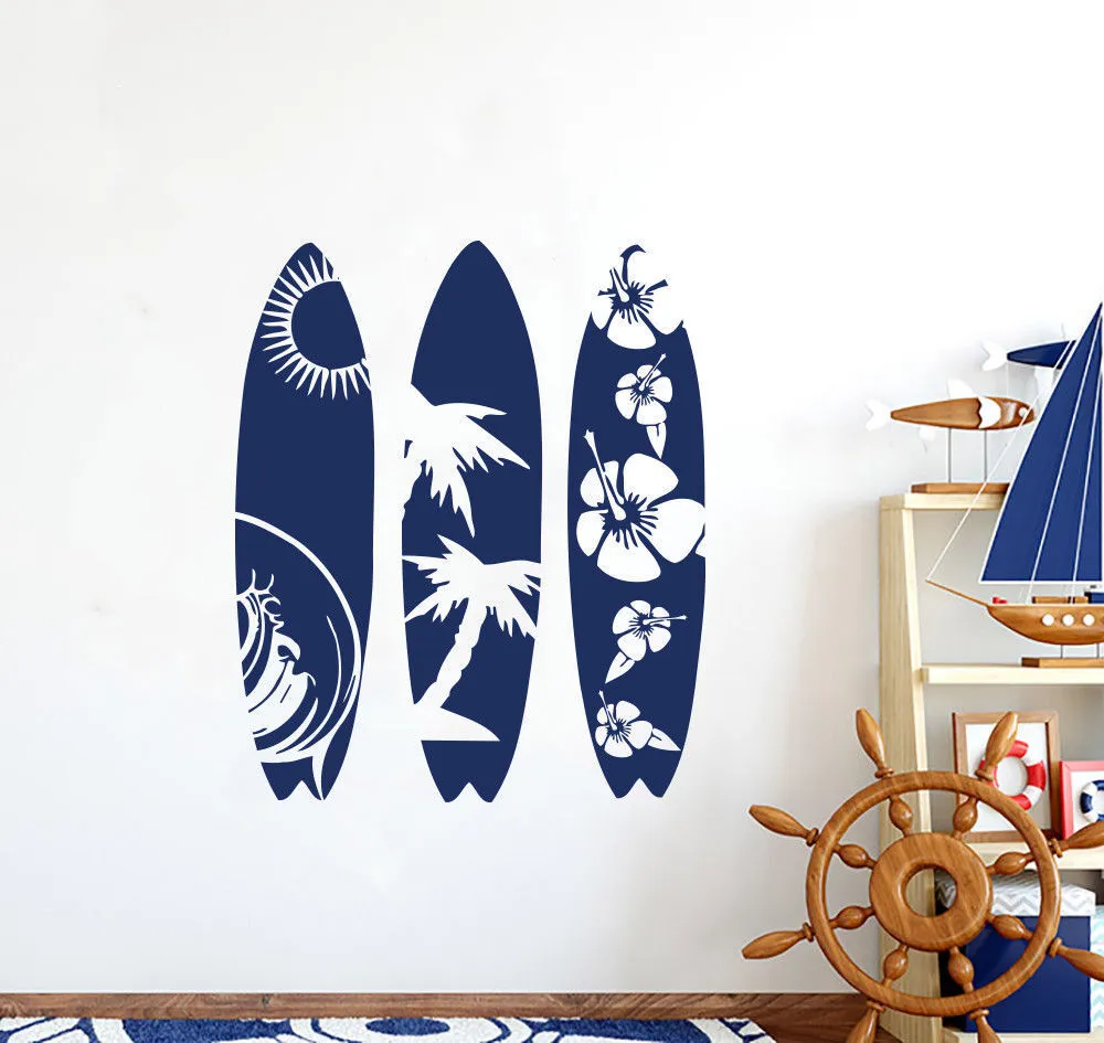 Large Surfboard Wall Sticker Bedroom Living Room Summer Beach Surf Board Wall Decal Kids Room Children Room Vinyl Surf Art Decor (2)