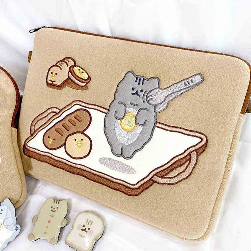 Tasche Laptop Tablet Ipad Fall Für Mac Ipad Pro 9,7 10,8 10,9 11 13 13,3 Zoll Koreanische Ins Toast katze Hülse Innen Tasche 202211