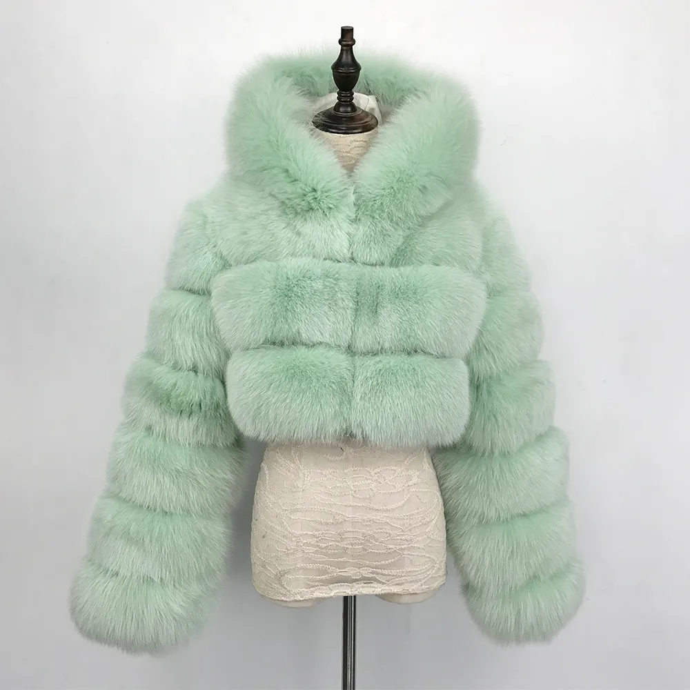 fursarcarナチュラルリアル女性キツネの毛皮のコートフード女性毛皮のクロップジャケット濃い暖かいファッション冬純粋なキツネの毛皮コートlj201203