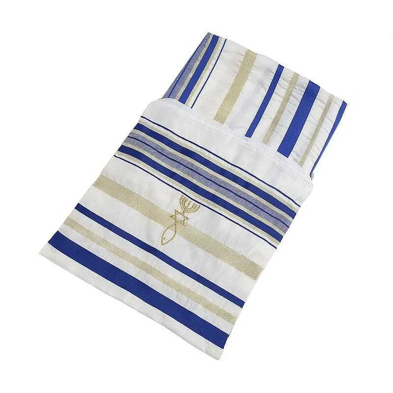 Je Tallit Chal de oración Talit con bolsa Talis Bufanda con borlas mesiánica cristiana Bufandas árabes azules y moradas para mujeres y hombres 2201073217993