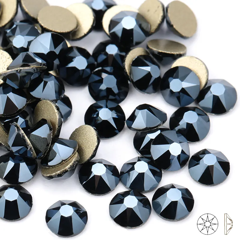 Diamantes soltos cor de solta cor brilhante Crystal preto 8 Big 8 Facetas pequenas de corte stromestone Crystal Flatback non hotfix shornostones decoração