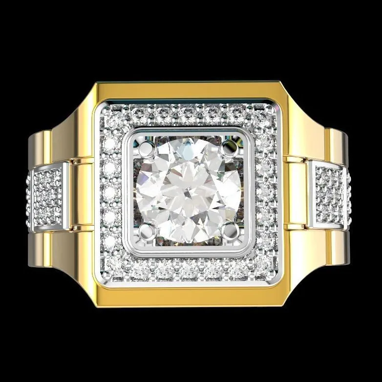 14 K Złoty biały diament pierścionek dla mężczyzn mody bijoux biżuteria femme naturalne kamienie szlachetne Bague Homme 2 karaty diamentowe Pierścień Diamentowy Y1129352679