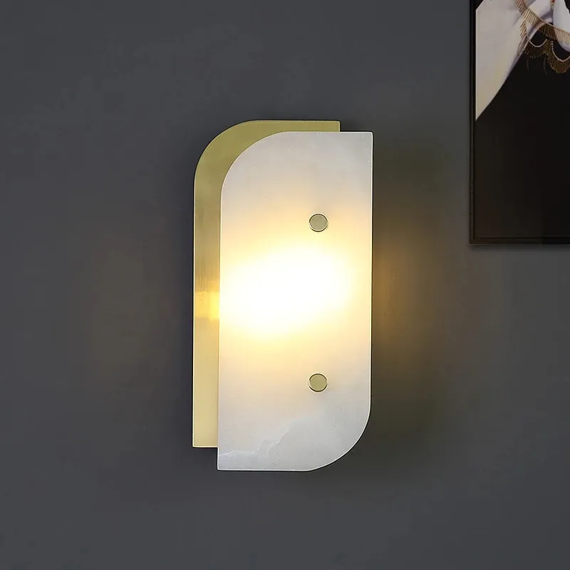 Applique murale LED en marbre 90-260V, pour salon, couloir, chambre à coucher, salle de bain, éclairage d'ambiance en métal doré, 2985