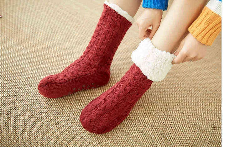 Socks Women Autumn Winter Room Home Sleep Christmas snow Slippers warm Terry thick Carpet woolen Socks Chaussettes Japan Sweets 211221