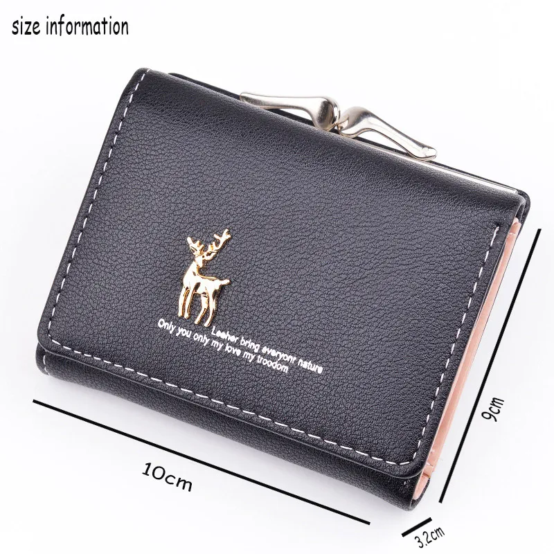 Cute Wallets Leather Women Fashion Short Style Student Coin Small Deer Female Five Kinds of Color