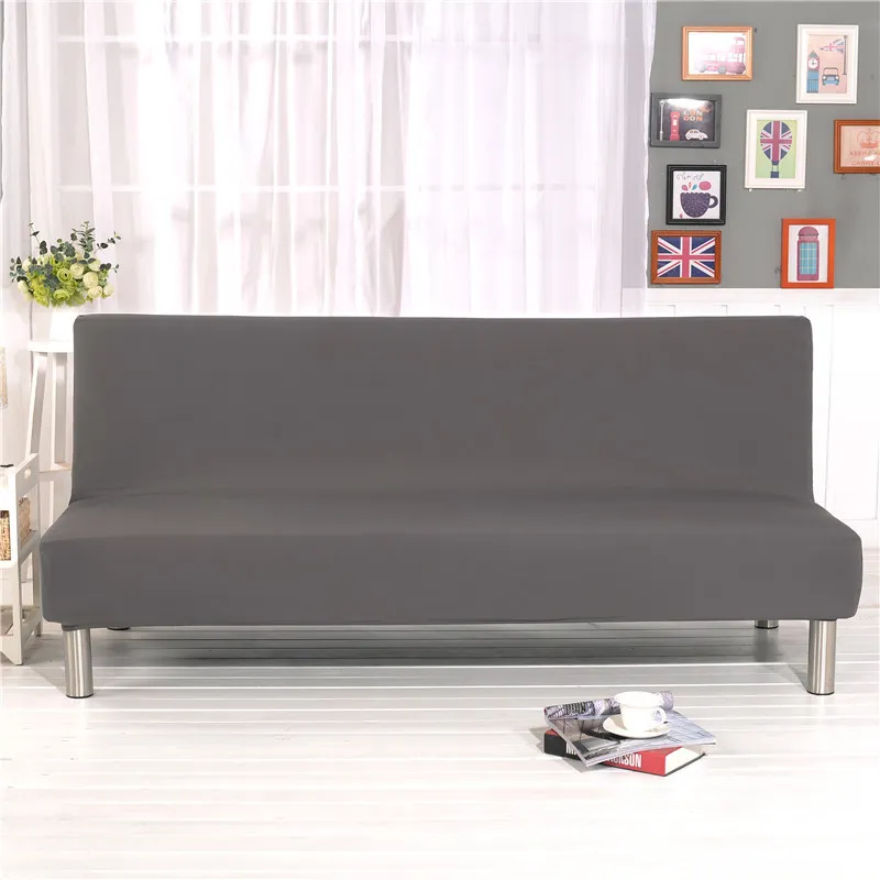 Cor sólida Spandex Sofá cama Capa Elastic Sofa Covers para sala de estar apertada envoltório tampa do sofá sem braço sofá do Funda 201119