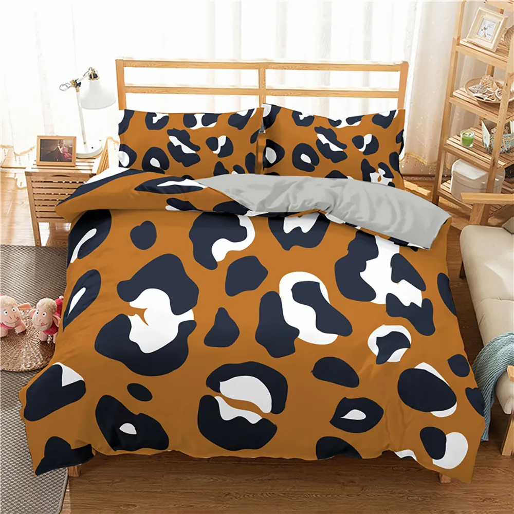 Homesky Set biancheria da letto con stampa leopardata Set consolatore con federa Set biancheria da letto Tessili la casa Copripiumino matrimoniale king size 201114