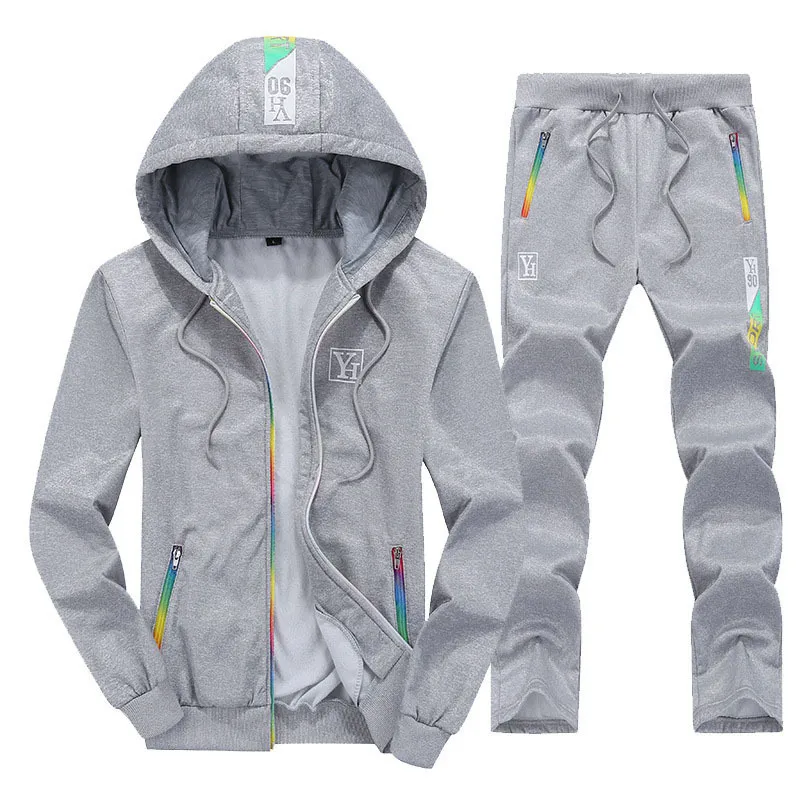 Marka Men Hoodies Trailsuit Kapşonlu Sweatshirt Erkekler Set Sonbahar Kış İki Parçası Set Jacketpants Sportswear Rainbow Suit 201128