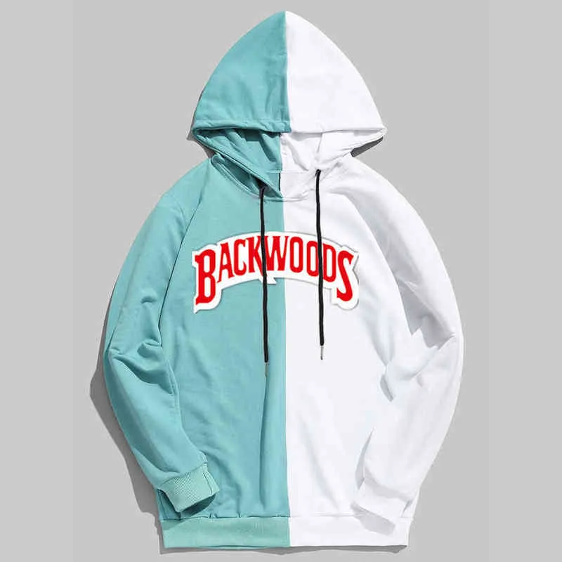 Hip hop adam hoodies erkekler ince bölüm yeni marka spor moda backwoods baskı hoodies kazak eşofman hoodie tişörtü H1227