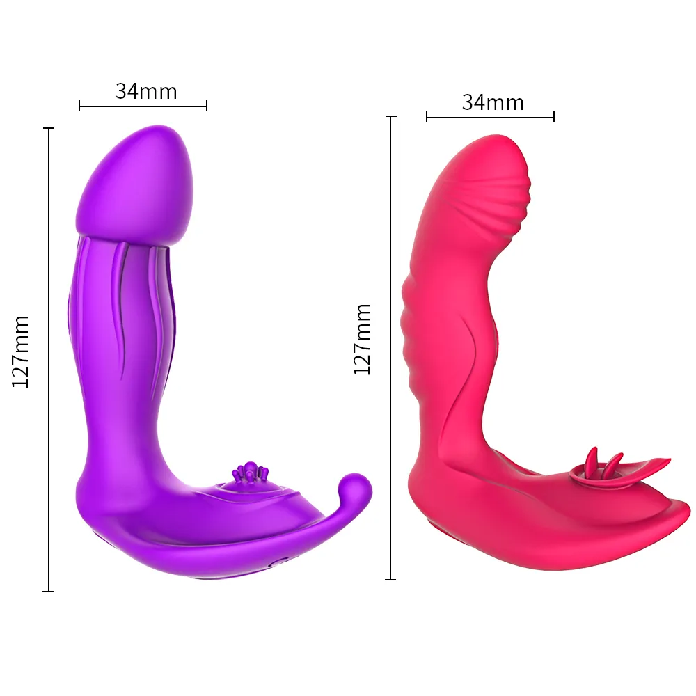 Indossabile Tongue Lick Vibratore le donne Wireless Remote invisibile Dildo Clitoride stimolatore giocattolo del sesso la donna Orgasmo Masturbatore Y201118