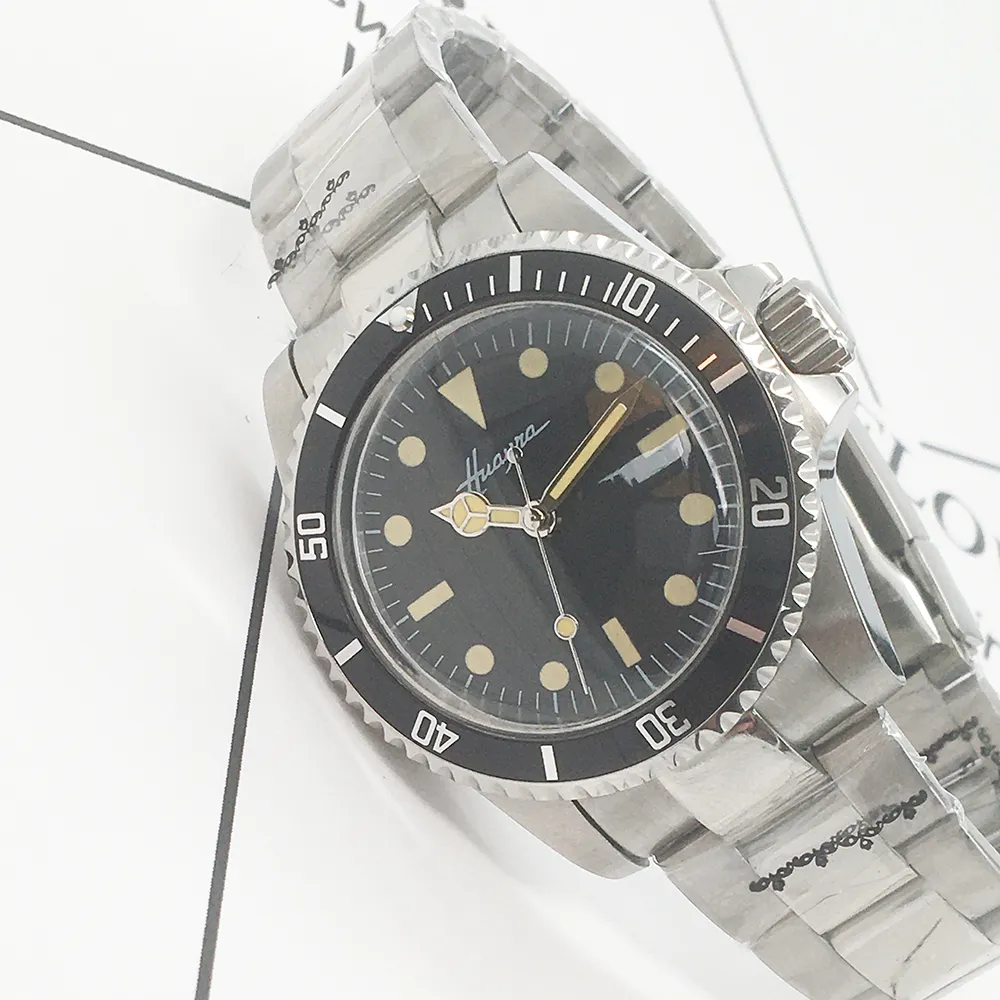 Antique watch retro watch men's 40mm Black Dial Black aluminum plate ring luminous fashion men's Watch2173