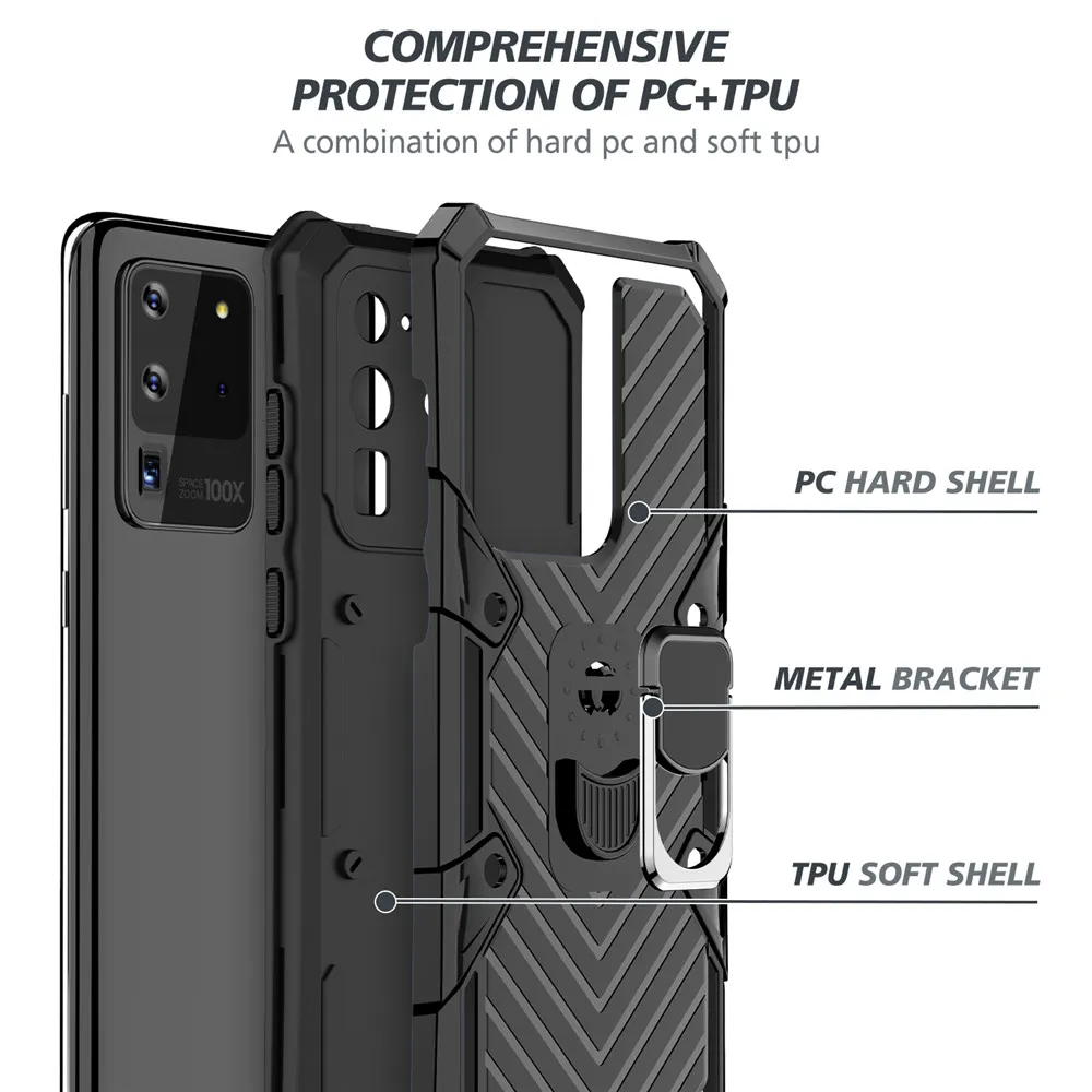 Samsung Galaxy S21 Ultra Caseの磁気キックスタンドケースGalaxy S21 30 20 10 Plus Note25849375の軍用保護カーマウントカバー