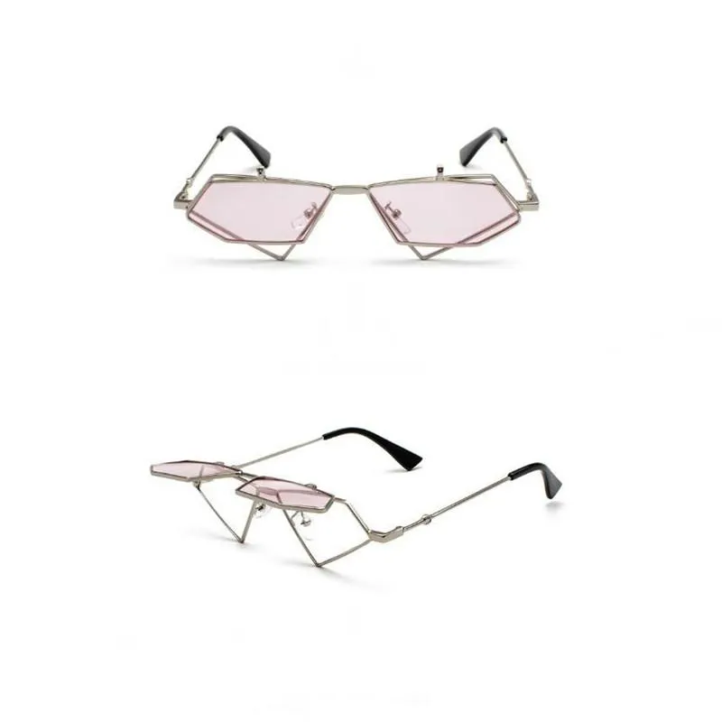 Sonnenbrille Zowensyh Fashion Ins Flip Sun Rack Damen Hip Hop Retro Steam Punk macht Spaß dreieckige ausgehöhlte Brille186z