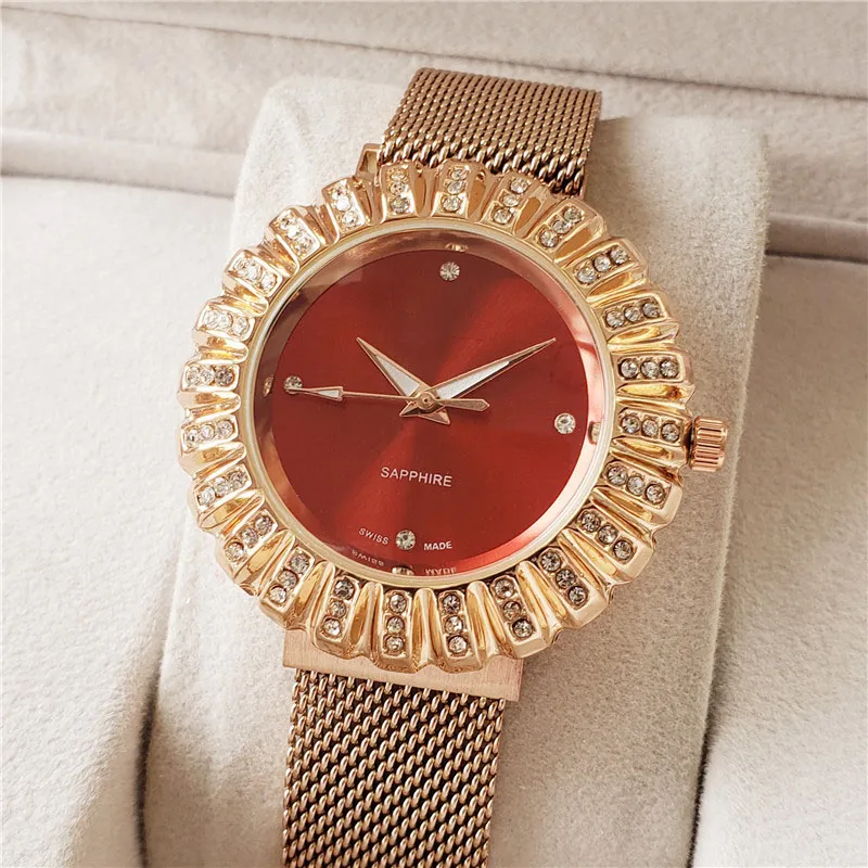 Masowa marka zegarek dla dziewcząt Kryształowy styl magnetyczny metalowy zespół kwarcowy zegarek na nadgarstek cha24196r