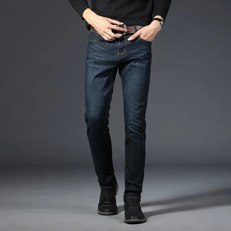 Four Seasons Hoge Kwaliteit Katoen Denim Jeans Mannen Middenkleur Merk Zakelijk Rechte Casual Jean Broek Big Size 28-40 220308