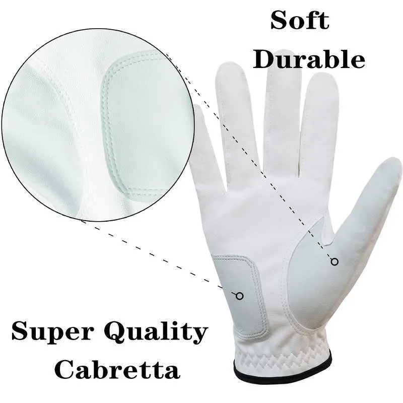 5 шт., кожаные перчатки премиум-класса Cabretta для гольфа, мужские перчатки для левой и правой руки, непромокаемые, износостойкие, прочные, гибкие, удобные 211229262D