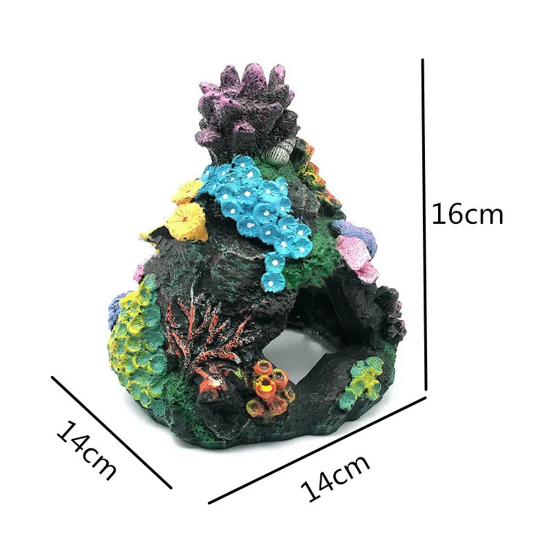 Artificial rium Coral Ornaments Fish Tank Decorative Rocks Decoration Reef Cave For Shrimp Hiding House Decor Y200917