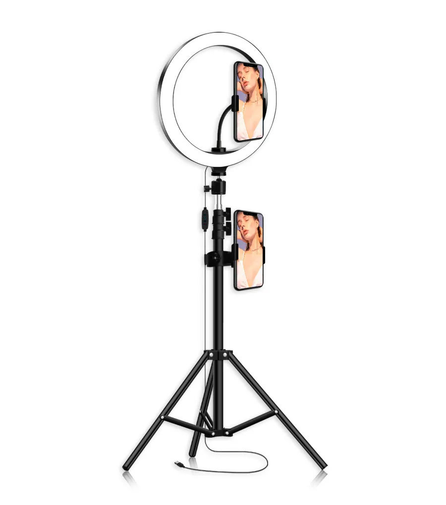 26 cm Selfie-Telefon-Ringlicht mit Stativ-Kreislicht für Live-Streaming, Fotografie, Beauty-Foto, YouTube, Tiktok, Videostudio