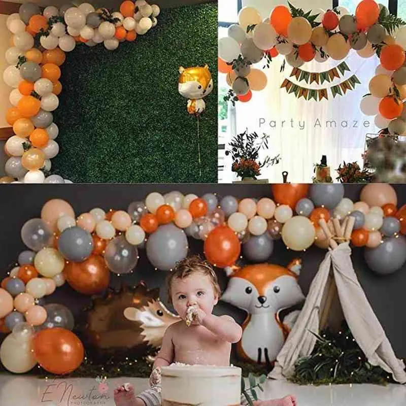 Floresta selvagem selvagem animal balões arco arco hedgehog squirrel guaxinim folha balão crianças decorações festa de aniversário 211216