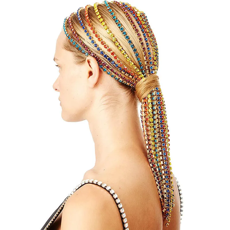 Stonefans moderno de accesorios para el cabello de diamantes de imitación para mujeres Elegantes bandas de cabello de borla de cristal completo
