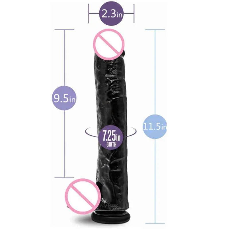 NXY Dildos Consolador Grande y Realista Con Ventosa Fuerte Para Mujer Masturbador Femenino De Pene Enorme Gigante Negro Producto Juguetes 220111