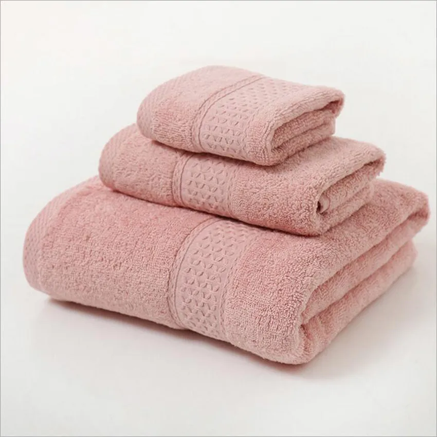 Set di asciugamani in cotone tinta unita Asciugamano da bagno grande e spesso Bagno Asciugamani doccia viso a mano Casa adulti Bambini toalla de ducha Y200428