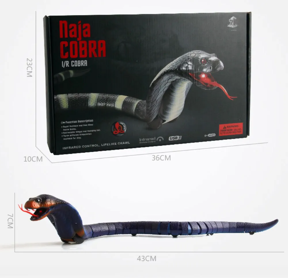 Novidade rc cobra naja cobra viper robô de controle remoto brinquedo animal com cabo usb engraçado aterrorizante natal crianças presente 2012083391759